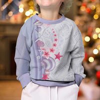 Purple Plumeria Sea Shell Kid Ugly Christmas Sweater Starfish Polynesian Pattern - Polynesian Pride