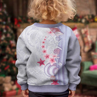 Purple Plumeria Sea Shell Kid Ugly Christmas Sweater Starfish Polynesian Pattern - Polynesian Pride
