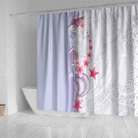 Purple Plumeria Sea Shell Shower Curtain Starfish Polynesian Pattern - Polynesian Pride