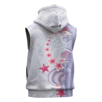 Purple Plumeria Sea Shell Sleeveless Zip Hoodie Starfish Polynesian Pattern - Polynesian Pride