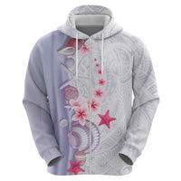 Purple Plumeria Sea Shell Zip Hoodie Starfish Polynesian Pattern - Polynesian Pride