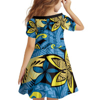 Plumeria Polynesian Pattern Family Matching Tank Maxi Dress and Hawaiian Shirt Unique Fantasy Blue Yellow