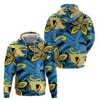 Plumeria Polynesian Pattern Hoodie Unique Fantasy Blue Yellow