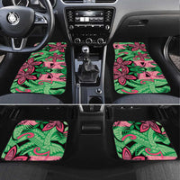 Plumeria Polynesian Pattern Car Mats Unique Fantasy Green Pink