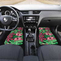 Plumeria Polynesian Pattern Car Mats Unique Fantasy Green Pink