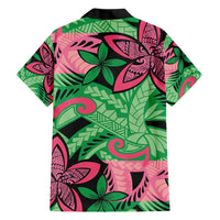 Plumeria Polynesian Pattern Family Matching Short Sleeve Bodycon Dress and Hawaiian Shirt Unique Fantasy Green Pink LT01 - Polynesian Pride