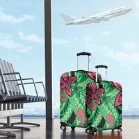 Plumeria Polynesian Pattern Luggage Cover Unique Fantasy Green Pink