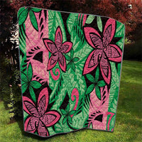 Plumeria Polynesian Pattern Quilt Unique Fantasy Green Pink