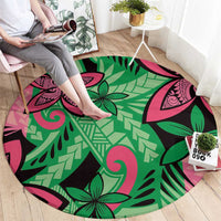 Plumeria Polynesian Pattern Round Carpet Unique Fantasy Green Pink LT01 - Polynesian Pride