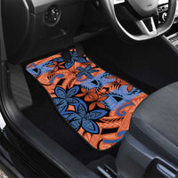 Plumeria Polynesian Pattern Car Mats Unique Fantasy Orange Blue