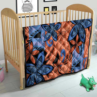 Plumeria Polynesian Pattern Quilt Unique Fantasy Orange Blue