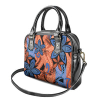 Plumeria Polynesian Pattern Shoulder Handbag Unique Fantasy Orange Blue
