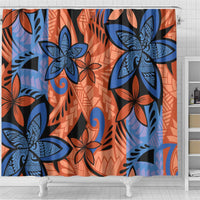 Plumeria Polynesian Pattern Shower Curtain Unique Fantasy Orange Blue