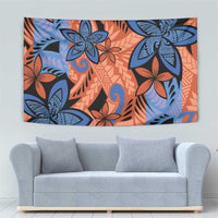 Plumeria Polynesian Pattern Tapestry Unique Fantasy Orange Blue
