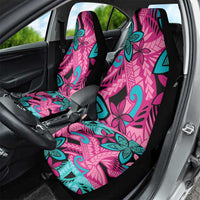 Plumeria Polynesian Pattern Car Seat Cover Unique Fantasy Pink Teal
