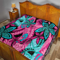 Plumeria Polynesian Pattern Quilt Unique Fantasy Pink Teal