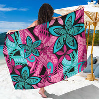 Plumeria Polynesian Pattern Sarong Unique Fantasy Pink Teal