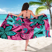 Plumeria Polynesian Pattern Sarong Unique Fantasy Pink Teal