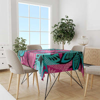 Plumeria Polynesian Pattern Tablecloth Unique Fantasy Pink Teal