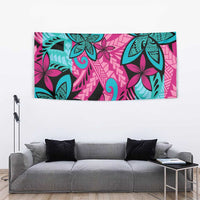 Plumeria Polynesian Pattern Tapestry Unique Fantasy Pink Teal