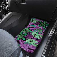 Plumeria Polynesian Pattern Car Mats Unique Fantasy Purple Green