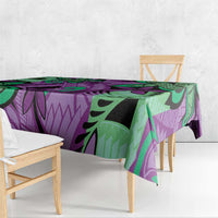 Plumeria Polynesian Pattern Tablecloth Unique Fantasy Purple Green