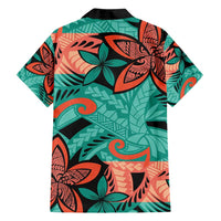 Plumeria Polynesian Pattern Family Matching Long Sleeve Bodycon Dress and Hawaiian Shirt Unique Fantasy Teal Orange LT01 - Polynesian Pride
