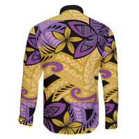 Plumeria Polynesian Pattern Family Matching Off The Shoulder Long Sleeve Dress and Hawaiian Shirt Unique Fantasy Yellow Purple LT01 - Polynesian Pride