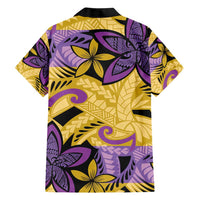 Plumeria Polynesian Pattern Family Matching Short Sleeve Bodycon Dress and Hawaiian Shirt Unique Fantasy Yellow Purple LT01 - Polynesian Pride