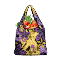 Plumeria Polynesian Pattern Grocery Bag Unique Fantasy Yellow Purple