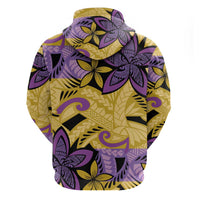 Plumeria Polynesian Pattern Hoodie Unique Fantasy Yellow Purple