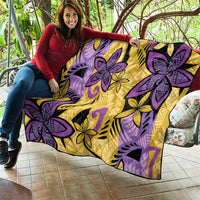Plumeria Polynesian Pattern Quilt Unique Fantasy Yellow Purple