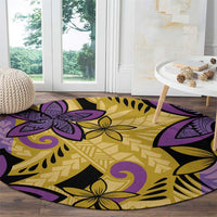 Plumeria Polynesian Pattern Round Carpet Unique Fantasy Yellow Purple LT01 - Polynesian Pride
