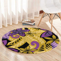 Plumeria Polynesian Pattern Round Carpet Unique Fantasy Yellow Purple LT01 - Polynesian Pride