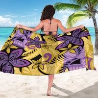 Plumeria Polynesian Pattern Sarong Unique Fantasy Yellow Purple