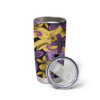 Plumeria Polynesian Pattern Tumbler Cup Unique Fantasy Yellow Purple