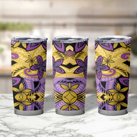 Plumeria Polynesian Pattern Tumbler Cup Unique Fantasy Yellow Purple