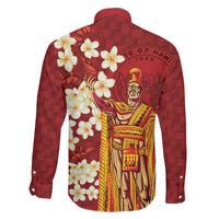 Hawaii King Kamehameha Family Matching Off The Shoulder Long Sleeve Dress and Hawaiian Shirt Plumeria Lauhala Pattern LT01 - Polynesian Pride