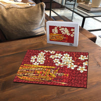 Hawaii King Kamehameha Puzzle Plumeria Lauhala Pattern