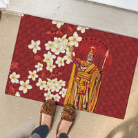 Hawaii King Kamehameha Rubber Doormat Plumeria Lauhala Pattern