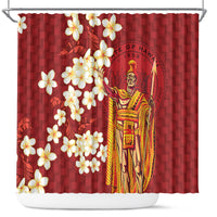 Hawaii King Kamehameha Shower Curtain Plumeria Lauhala Pattern