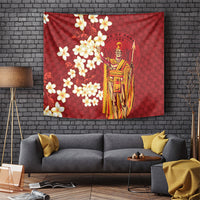 Hawaii King Kamehameha Tapestry Plumeria Lauhala Pattern