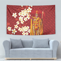 Hawaii King Kamehameha Tapestry Plumeria Lauhala Pattern