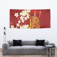 Hawaii King Kamehameha Tapestry Plumeria Lauhala Pattern