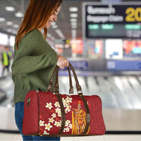 Hawaii King Kamehameha Travel Bag Plumeria Lauhala Pattern