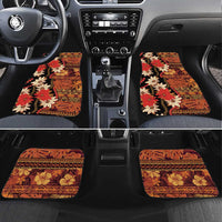 Hawaii Christmas Poinsettia Lei Car Mats Tapa Pattern - Polynesian Pride