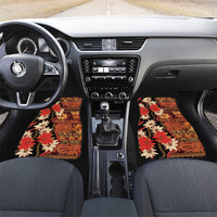 Hawaii Christmas Poinsettia Lei Car Mats Tapa Pattern - Polynesian Pride