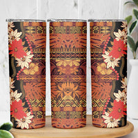 Hawaii Christmas Poinsettia Lei Skinny Tumbler Tapa Pattern - Polynesian Pride