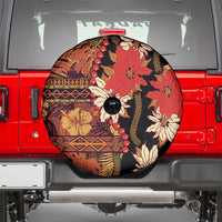 Hawaii Christmas Poinsettia Lei Spare Tire Cover Tapa Pattern - Polynesian Pride