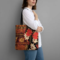 Hawaii Christmas Poinsettia Lei Tote Bag Tapa Pattern - Polynesian Pride